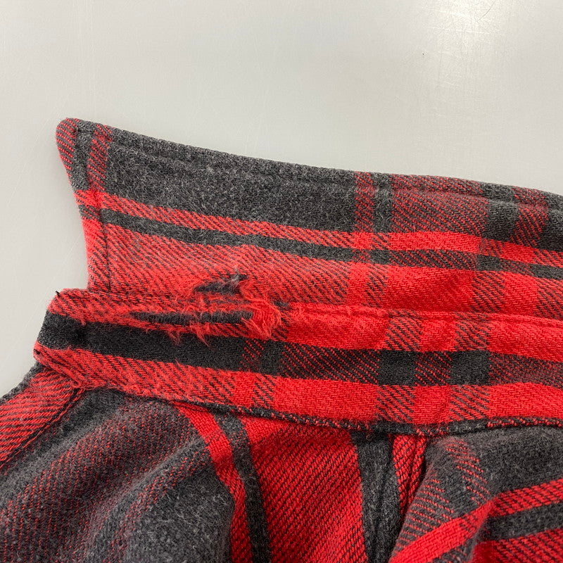 【中古品】【メンズ】 ST. JOHN’S BAY セントジョンズベイ BIG MAC FLANNEL ビッグマック FLANNEL CHECK SHIRT フランネルチェックシャツ 長袖 USA製 146-260818-as-17-izu サイズ：L カラー：レッド×ブラック 万代Net店