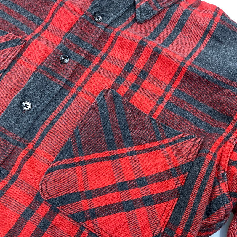 【中古品】【メンズ】 ST. JOHN’S BAY セントジョンズベイ BIG MAC FLANNEL ビッグマック FLANNEL CHECK SHIRT フランネルチェックシャツ 長袖 USA製 146-260818-as-17-izu サイズ：L カラー：レッド×ブラック 万代Net店