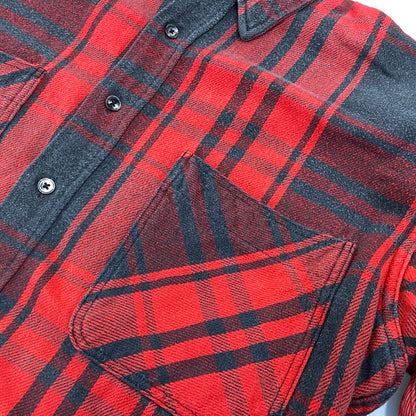 【中古品】【メンズ】 ST. JOHN’S BAY セントジョンズベイ BIG MAC FLANNEL ビッグマック FLANNEL CHECK SHIRT フランネルチェックシャツ 長袖 USA製 146-260818-as-17-izu サイズ：L カラー：レッド×ブラック 万代Net店