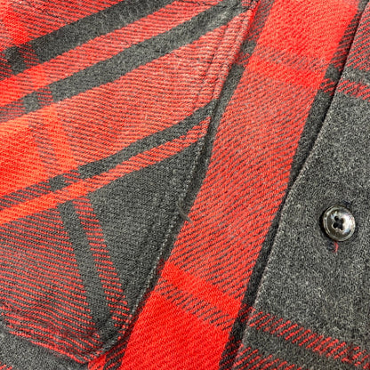 【中古品】【メンズ】 ST. JOHN’S BAY セントジョンズベイ BIG MAC FLANNEL ビッグマック FLANNEL CHECK SHIRT フランネルチェックシャツ 長袖 USA製 146-260818-as-17-izu サイズ：L カラー：レッド×ブラック 万代Net店
