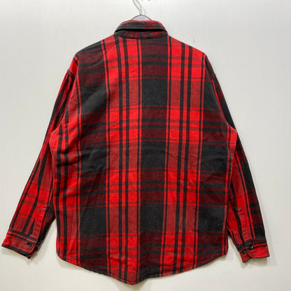 【中古品】【メンズ】 ST. JOHN’S BAY セントジョンズベイ BIG MAC FLANNEL ビッグマック FLANNEL CHECK SHIRT フランネルチェックシャツ 長袖 USA製 146-260818-as-17-izu サイズ：L カラー：レッド×ブラック 万代Net店