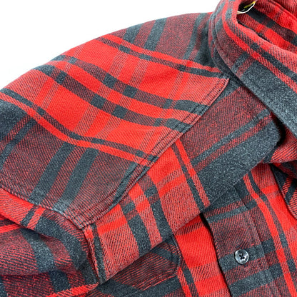 【中古品】【メンズ】 ST. JOHN’S BAY セントジョンズベイ BIG MAC FLANNEL ビッグマック FLANNEL CHECK SHIRT フランネルチェックシャツ 長袖 USA製 146-260818-as-17-izu サイズ：L カラー：レッド×ブラック 万代Net店