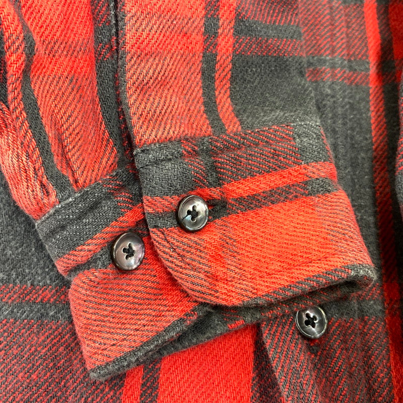 【中古品】【メンズ】 ST. JOHN’S BAY セントジョンズベイ BIG MAC FLANNEL ビッグマック FLANNEL CHECK SHIRT フランネルチェックシャツ 長袖 USA製 146-260818-as-17-izu サイズ：L カラー：レッド×ブラック 万代Net店