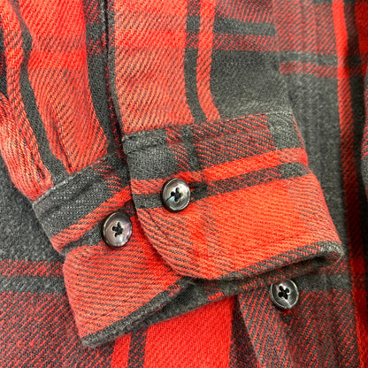 【中古品】【メンズ】 ST. JOHN’S BAY セントジョンズベイ BIG MAC FLANNEL ビッグマック FLANNEL CHECK SHIRT フランネルチェックシャツ 長袖 USA製 146-260818-as-17-izu サイズ：L カラー：レッド×ブラック 万代Net店