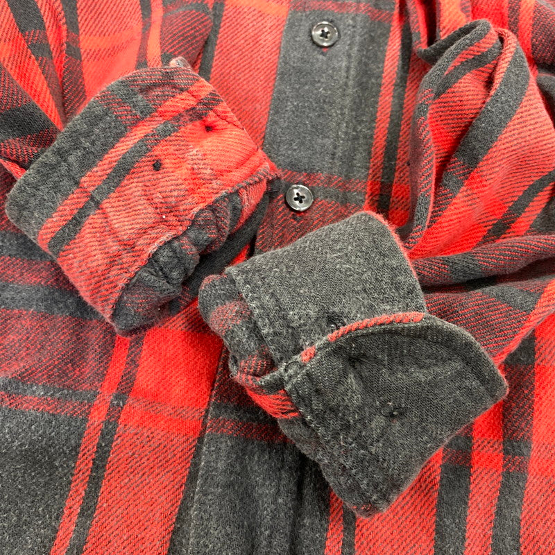 【中古品】【メンズ】 ST. JOHN’S BAY セントジョンズベイ BIG MAC FLANNEL ビッグマック FLANNEL CHECK SHIRT フランネルチェックシャツ 長袖 USA製 146-260818-as-17-izu サイズ：L カラー：レッド×ブラック 万代Net店