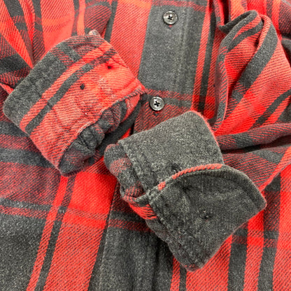 【中古品】【メンズ】 ST. JOHN’S BAY セントジョンズベイ BIG MAC FLANNEL ビッグマック FLANNEL CHECK SHIRT フランネルチェックシャツ 長袖 USA製 146-260818-as-17-izu サイズ：L カラー：レッド×ブラック 万代Net店