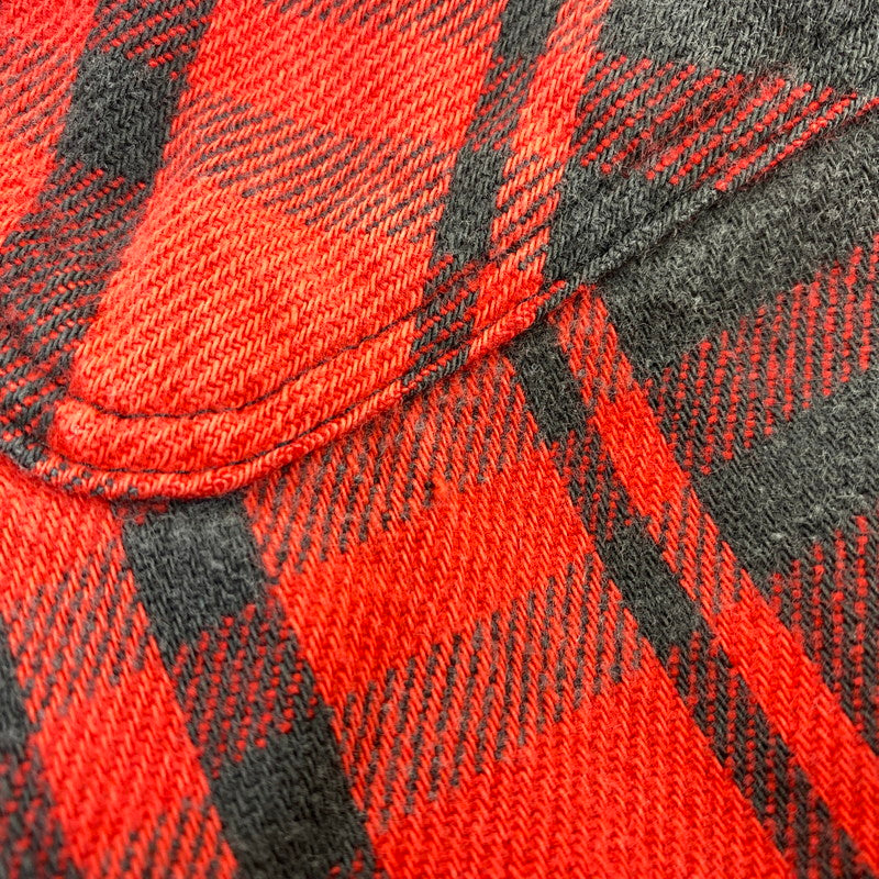 【中古品】【メンズ】 ST. JOHN’S BAY セントジョンズベイ BIG MAC FLANNEL ビッグマック FLANNEL CHECK SHIRT フランネルチェックシャツ 長袖 USA製 146-260818-as-17-izu サイズ：L カラー：レッド×ブラック 万代Net店
