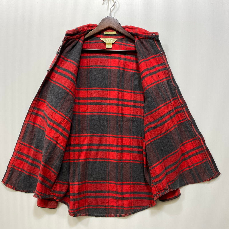 【中古品】【メンズ】 ST. JOHN’S BAY セントジョンズベイ BIG MAC FLANNEL ビッグマック FLANNEL CHECK SHIRT フランネルチェックシャツ 長袖 USA製 146-260818-as-17-izu サイズ：L カラー：レッド×ブラック 万代Net店