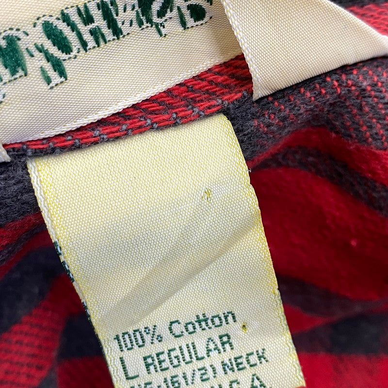 【中古品】【メンズ】 ST. JOHN’S BAY セントジョンズベイ BIG MAC FLANNEL ビッグマック FLANNEL CHECK SHIRT フランネルチェックシャツ 長袖 USA製 146-260818-as-17-izu サイズ：L カラー：レッド×ブラック 万代Net店
