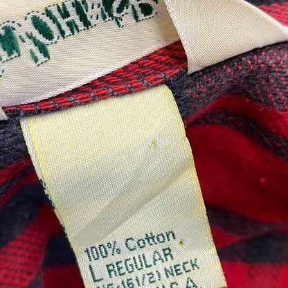 【中古品】【メンズ】 ST. JOHN’S BAY セントジョンズベイ BIG MAC FLANNEL ビッグマック FLANNEL CHECK SHIRT フランネルチェックシャツ 長袖 USA製 146-260818-as-17-izu サイズ：L カラー：レッド×ブラック 万代Net店