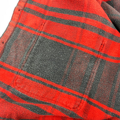 【中古品】【メンズ】 ST. JOHN’S BAY セントジョンズベイ BIG MAC FLANNEL ビッグマック FLANNEL CHECK SHIRT フランネルチェックシャツ 長袖 USA製 146-260818-as-17-izu サイズ：L カラー：レッド×ブラック 万代Net店