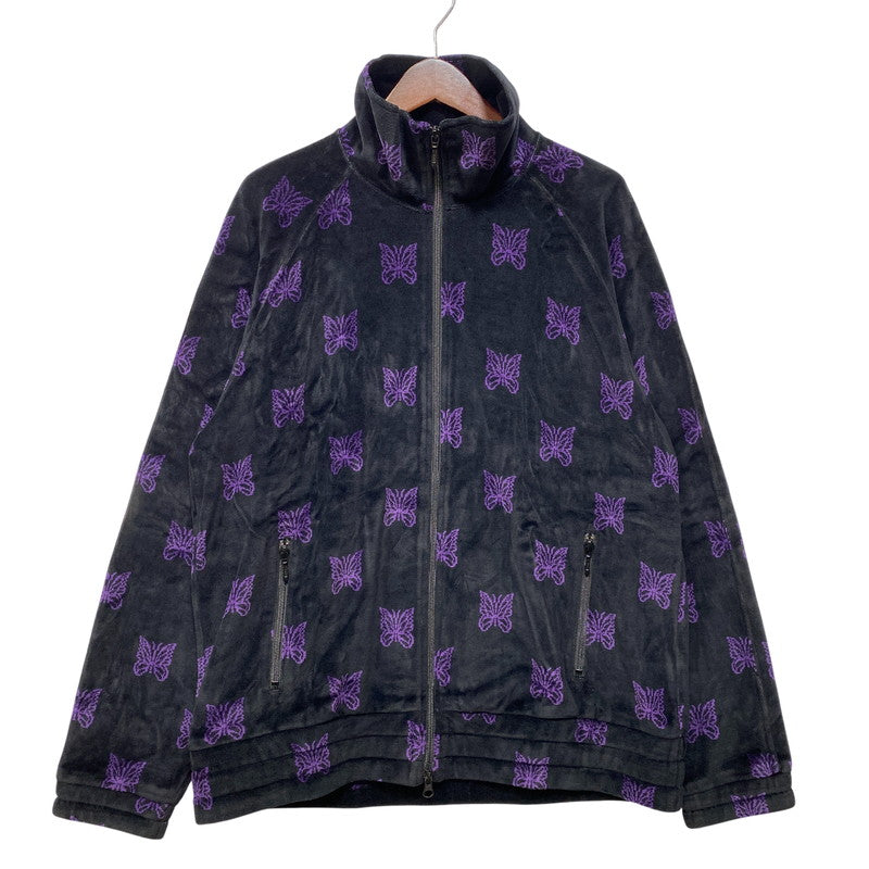 【中古品】【メンズ】 Needles ニードルス C/PE PAPILLON VELOUR LQ237 パピヨン ベロア トラックジャケット 140-260818-as-18-izu サイズ：L カラー：ブラック×パープル 万代Net店