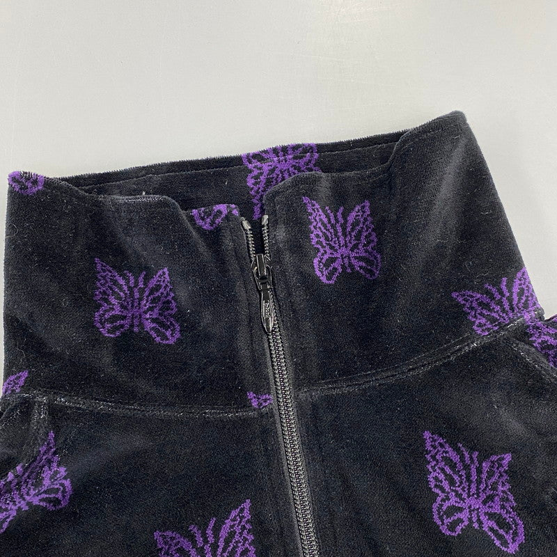 【中古品】【メンズ】 Needles ニードルス C/PE PAPILLON VELOUR LQ237 パピヨン ベロア トラックジャケット 140-260818-as-18-izu サイズ：L カラー：ブラック×パープル 万代Net店