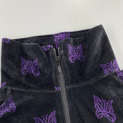 【中古品】【メンズ】 Needles ニードルス C/PE PAPILLON VELOUR LQ237 パピヨン ベロア トラックジャケット 140-260818-as-18-izu サイズ：L カラー：ブラック×パープル 万代Net店