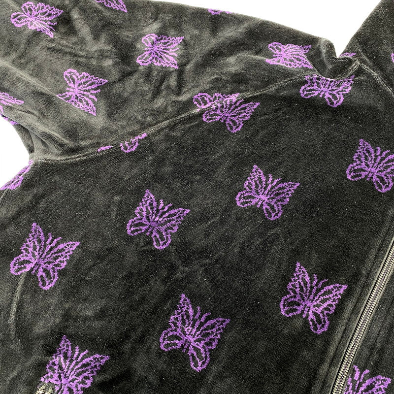 【中古品】【メンズ】 Needles ニードルス C/PE PAPILLON VELOUR LQ237 パピヨン ベロア トラックジャケット 140-260818-as-18-izu サイズ：L カラー：ブラック×パープル 万代Net店