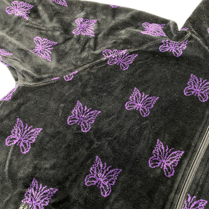 【中古品】【メンズ】 Needles ニードルス C/PE PAPILLON VELOUR LQ237 パピヨン ベロア トラックジャケット 140-260818-as-18-izu サイズ：L カラー：ブラック×パープル 万代Net店