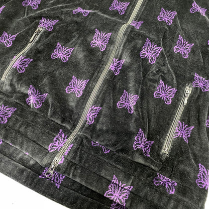 【中古品】【メンズ】 Needles ニードルス C/PE PAPILLON VELOUR LQ237 パピヨン ベロア トラックジャケット 140-260818-as-18-izu サイズ：L カラー：ブラック×パープル 万代Net店