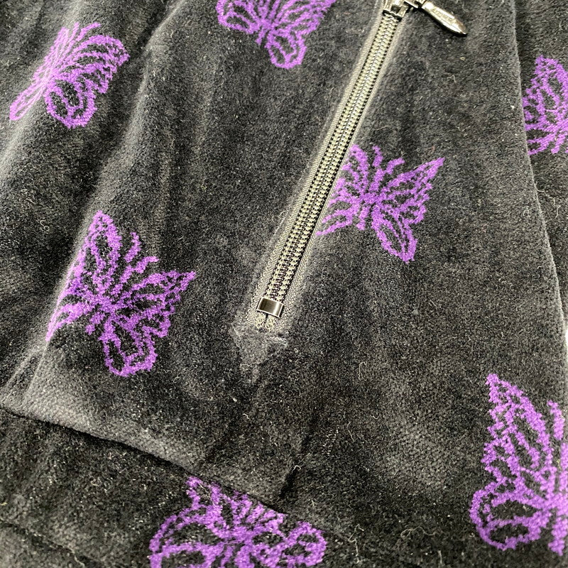 【中古品】【メンズ】 Needles ニードルス C/PE PAPILLON VELOUR LQ237 パピヨン ベロア トラックジャケット 140-260818-as-18-izu サイズ：L カラー：ブラック×パープル 万代Net店