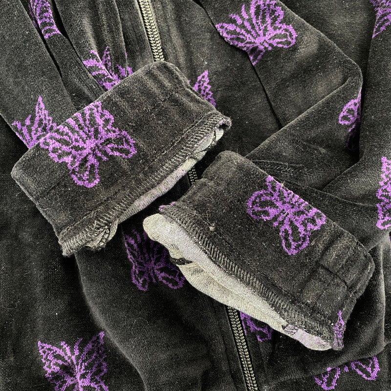 【中古品】【メンズ】 Needles ニードルス C/PE PAPILLON VELOUR LQ237 パピヨン ベロア トラックジャケット 140-260818-as-18-izu サイズ：L カラー：ブラック×パープル 万代Net店