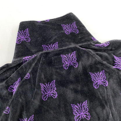 【中古品】【メンズ】 Needles ニードルス C/PE PAPILLON VELOUR LQ237 パピヨン ベロア トラックジャケット 140-260818-as-18-izu サイズ：L カラー：ブラック×パープル 万代Net店