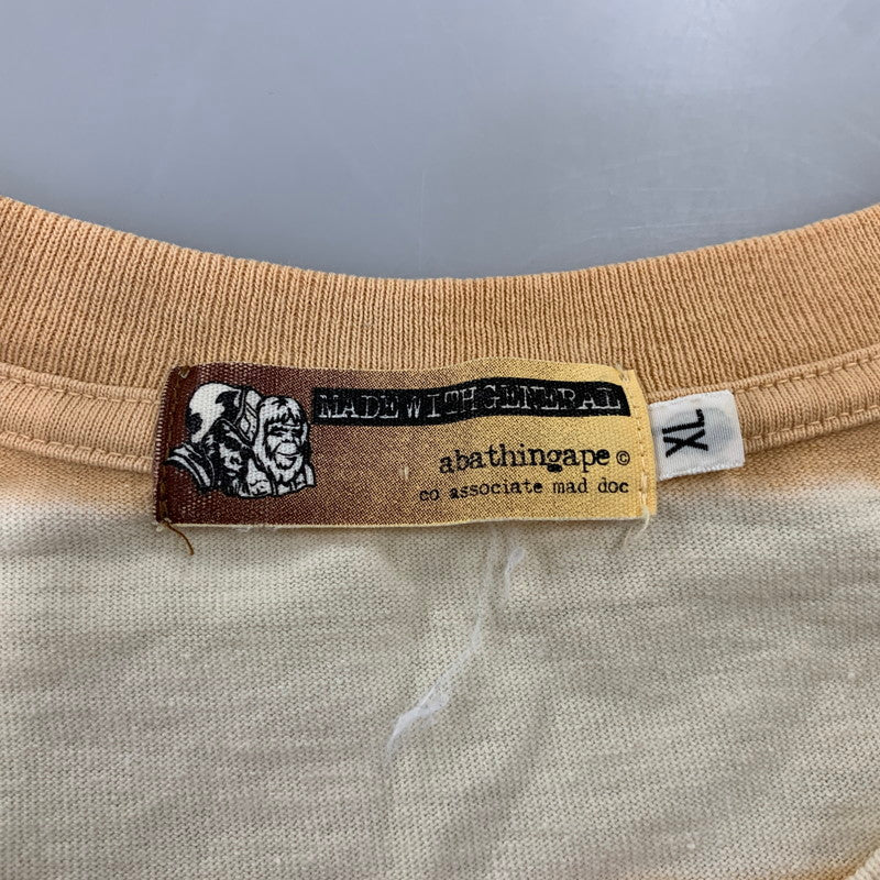 【中古品】【メンズ】 A BATHING APE アベイシングエイプ MADE WITH GENERALタグ メイド ウィズ ジェネラル BORDER SS TEE ボーダー ショートスリーブ Tシャツ トップス 半袖 142-260828-cs-13-izu サイズ：XL カラー：ベージュ系 万代Net店