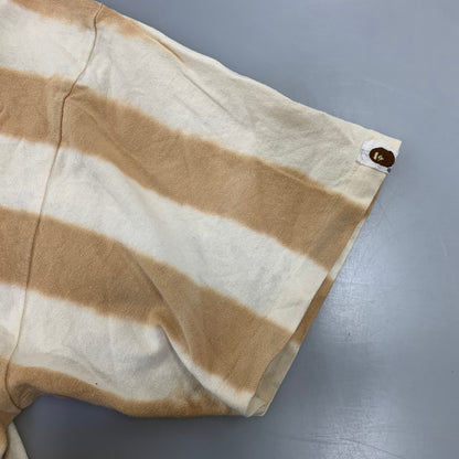 【中古品】【メンズ】 A BATHING APE アベイシングエイプ MADE WITH GENERALタグ メイド ウィズ ジェネラル BORDER SS TEE ボーダー ショートスリーブ Tシャツ トップス 半袖 142-260828-cs-13-izu サイズ：XL カラー：ベージュ系 万代Net店