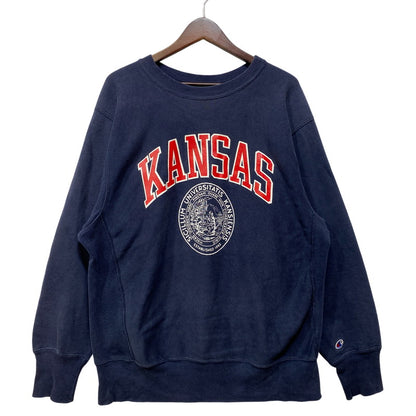 【中古品】【メンズ】 Champion チャンピオン KANSAS REVERSE WEAVE SWEATSHIRT リバースウィーブ スウェットシャツ USA製 146-260818-as-12-izu サイズ：XL カラー：ネイビー 万代Net店