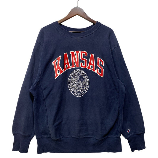 【中古品】【メンズ】 Champion チャンピオン KANSAS REVERSE WEAVE SWEATSHIRT リバースウィーブ スウェットシャツ USA製 146-260818-as-12-izu サイズ：XL カラー：ネイビー 万代Net店