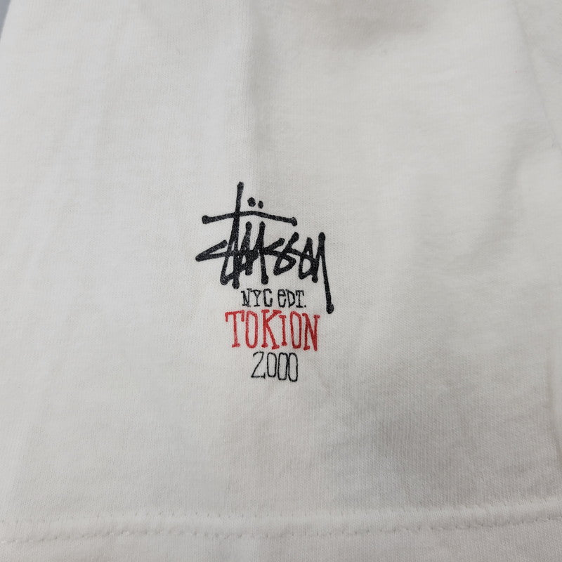 【中古品】【メンズ】 OLD STUSSY オールド ステューシー USA製 紺タグ TOKION NYC 2000 SKULL GRAPHIC TEE トキオン ニューヨーク スカル グラフィック Tシャツ トップス 142-260816-kh-10-izu サイズ：L カラー：ホワイト系 万代Net店