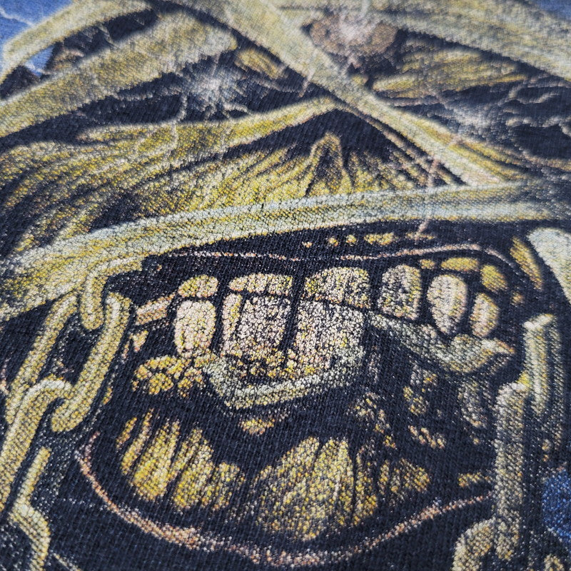 【中古品】【メンズ】 GILDAN ギルダン IRON MAIDEN POWERSLAVE TEE アイアン メイデン パワースレーブ Tシャツ トップス 146-260816-kh-08-izu サイズ：L カラー：ネイビー系 万代Net店