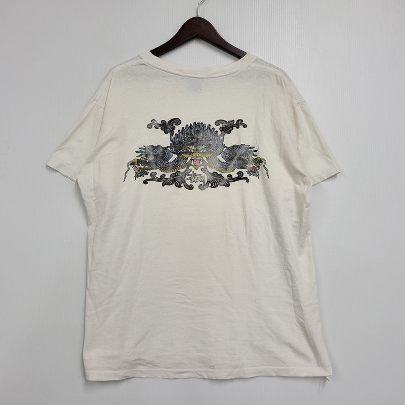 【現状渡し品】【メンズ】 OLD STUSSY オールド ステューシー USA製 紺タグ 両シングル DRAGON TEE ドラゴン Tシャツ トップス 142-260816-kh-11-izu サイズ：L カラー：ホワイト 万代Net店