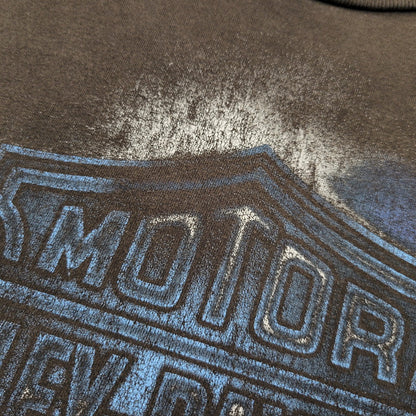 【現状渡し品】【メンズ】 HARLEY DAVIDSON ハーレーダビッドソン ベトナム製 THUNDER PRINT LS TEE サンダー プリント ロングスリーブ Tシャツ トップス 146-260816-kh-09-izu サイズ：M カラー：ブラック 万代Net店