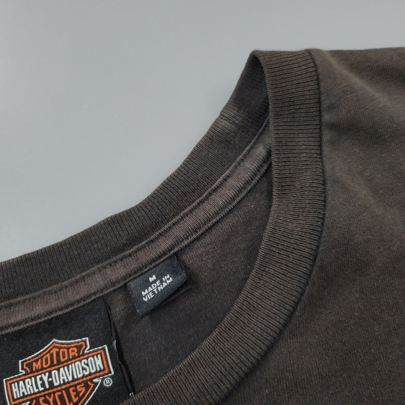 【現状渡し品】【メンズ】 HARLEY DAVIDSON ハーレーダビッドソン ベトナム製 THUNDER PRINT LS TEE サンダー プリント ロングスリーブ Tシャツ トップス 146-260816-kh-09-izu サイズ：M カラー：ブラック 万代Net店