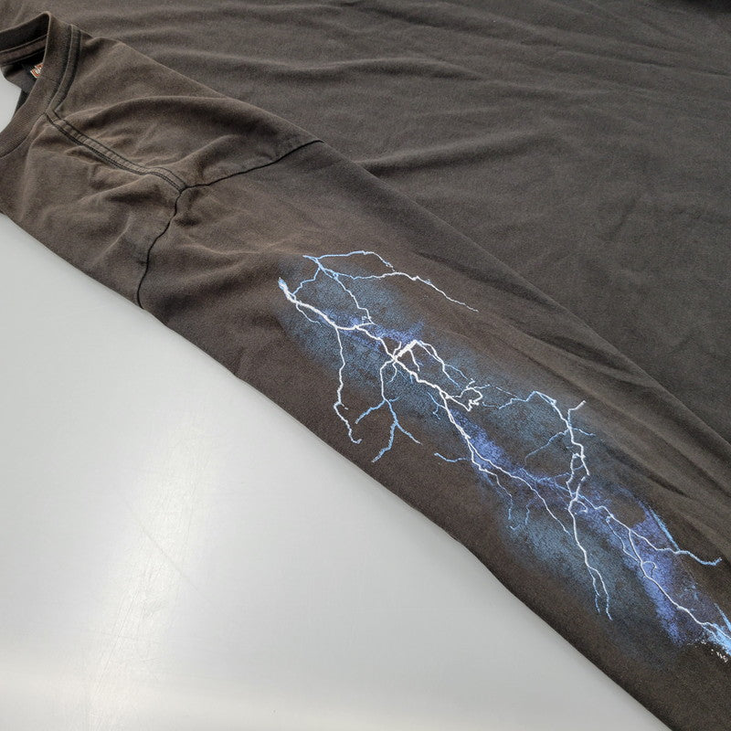 【現状渡し品】【メンズ】 HARLEY DAVIDSON ハーレーダビッドソン ベトナム製 THUNDER PRINT LS TEE サンダー プリント ロングスリーブ Tシャツ トップス 146-260816-kh-09-izu サイズ：M カラー：ブラック 万代Net店