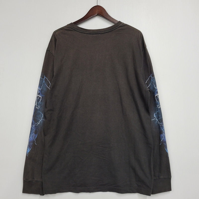 【現状渡し品】【メンズ】 HARLEY DAVIDSON ハーレーダビッドソン ベトナム製 THUNDER PRINT LS TEE サンダー プリント ロングスリーブ Tシャツ トップス 146-260816-kh-09-izu サイズ：M カラー：ブラック 万代Net店