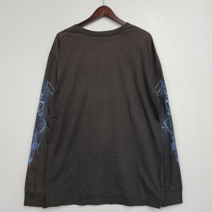 【現状渡し品】【メンズ】 HARLEY DAVIDSON ハーレーダビッドソン ベトナム製 THUNDER PRINT LS TEE サンダー プリント ロングスリーブ Tシャツ トップス 146-260816-kh-09-izu サイズ：M カラー：ブラック 万代Net店