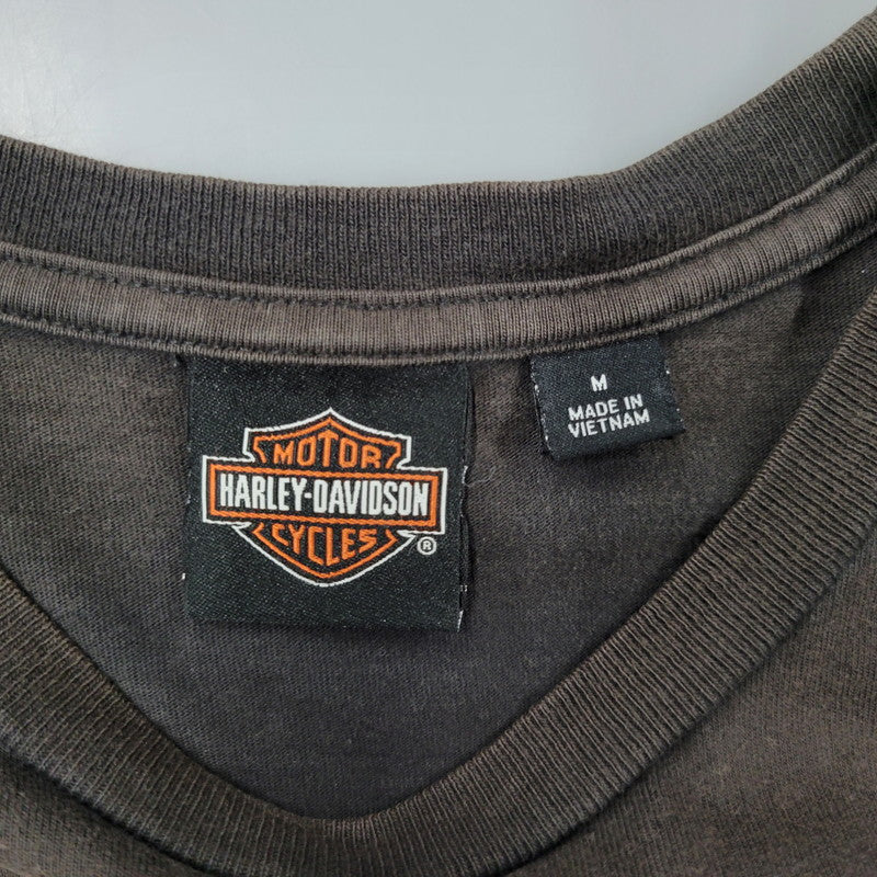 【現状渡し品】【メンズ】 HARLEY DAVIDSON ハーレーダビッドソン ベトナム製 THUNDER PRINT LS TEE サンダー プリント ロングスリーブ Tシャツ トップス 146-260816-kh-09-izu サイズ：M カラー：ブラック 万代Net店