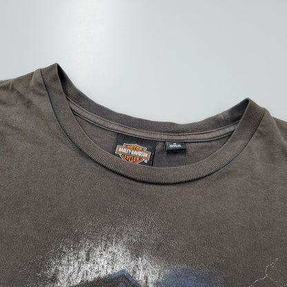 【現状渡し品】【メンズ】 HARLEY DAVIDSON ハーレーダビッドソン ベトナム製 THUNDER PRINT LS TEE サンダー プリント ロングスリーブ Tシャツ トップス 146-260816-kh-09-izu サイズ：M カラー：ブラック 万代Net店