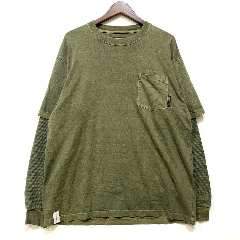 【中古品】【メンズ】 DESCENDANT ディセンダント 201ATDS-CSM16 20SS MILITIA LAYERD TEE ミリティア レイヤード Tシャツ トップス 長袖 142-260828-cs-12-izu サイズ：2 カラー：オリーブ 万代Net店