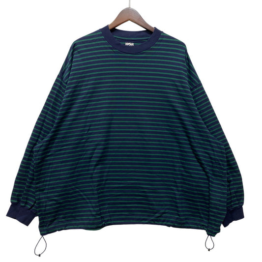 【中古品】【メンズ】 is-ness イズネス BALLOON STRIPES L/S TEE バルーン ロングスリーブTシャツ ボーダー 長袖 140-260818-as-02-izu サイズ：L カラー：ネイビー×グリーン 万代Net店