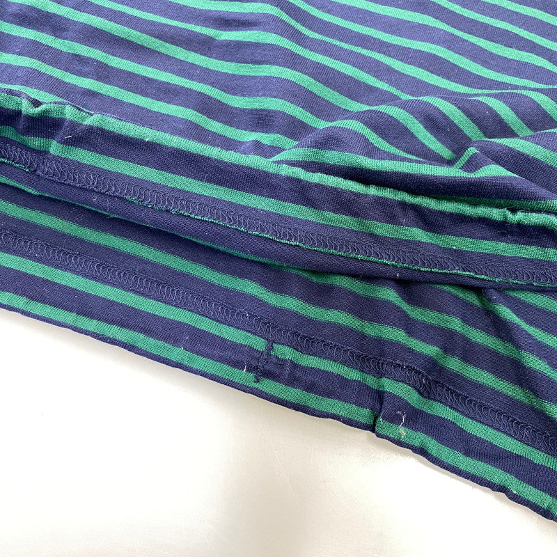 【中古品】【メンズ】 is-ness イズネス BALLOON STRIPES L/S TEE バルーン ロングスリーブTシャツ ボーダー 長袖 140-260818-as-02-izu サイズ：L カラー：ネイビー×グリーン 万代Net店
