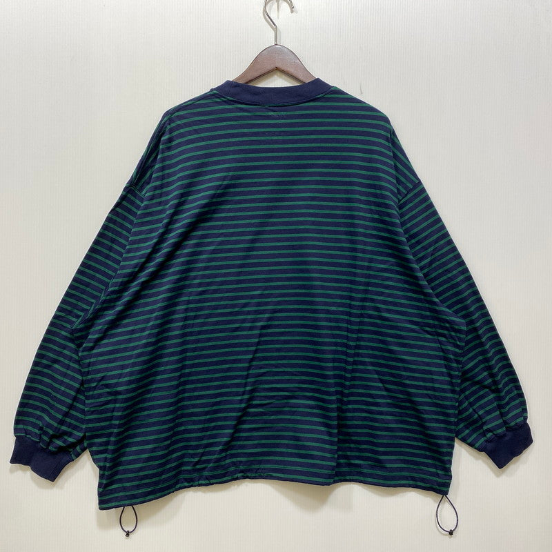 【中古品】【メンズ】 is-ness イズネス BALLOON STRIPES L/S TEE バルーン ロングスリーブTシャツ ボーダー 長袖 140-260818-as-02-izu サイズ：L カラー：ネイビー×グリーン 万代Net店