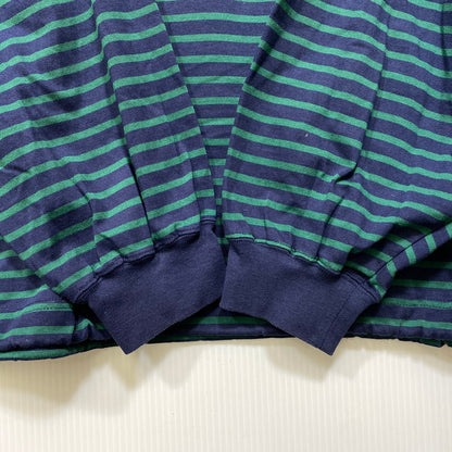 【中古品】【メンズ】 is-ness イズネス BALLOON STRIPES L/S TEE バルーン ロングスリーブTシャツ ボーダー 長袖 140-260818-as-02-izu サイズ：L カラー：ネイビー×グリーン 万代Net店