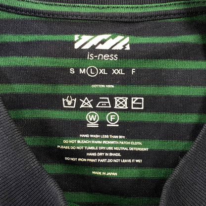 【中古品】【メンズ】 is-ness イズネス BALLOON STRIPES L/S TEE バルーン ロングスリーブTシャツ ボーダー 長袖 140-260818-as-02-izu サイズ：L カラー：ネイビー×グリーン 万代Net店