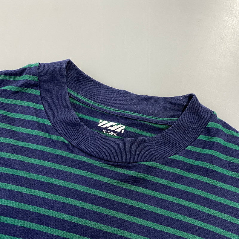 【中古品】【メンズ】 is-ness イズネス BALLOON STRIPES L/S TEE バルーン ロングスリーブTシャツ ボーダー 長袖 140-260818-as-02-izu サイズ：L カラー：ネイビー×グリーン 万代Net店