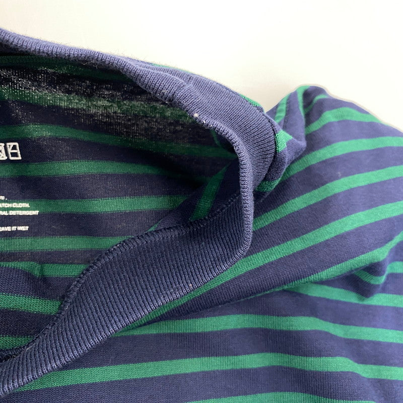 【中古品】【メンズ】 is-ness イズネス BALLOON STRIPES L/S TEE バルーン ロングスリーブTシャツ ボーダー 長袖 140-260818-as-02-izu サイズ：L カラー：ネイビー×グリーン 万代Net店