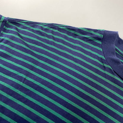 【中古品】【メンズ】 is-ness イズネス BALLOON STRIPES L/S TEE バルーン ロングスリーブTシャツ ボーダー 長袖 140-260818-as-02-izu サイズ：L カラー：ネイビー×グリーン 万代Net店