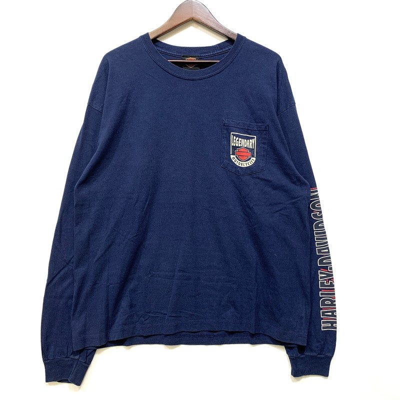 【中古品】【メンズ】 HARLEY DAVIDSON ハーレーダビッドソン c2020 LEGENDARY POCKET LS TEE レジェンダリー ポケット ロングスリーブ Tシャツ トップス 長袖 146-260828-cs-17-izu サイズ：不明 カラー：ネイビー 万代Net店