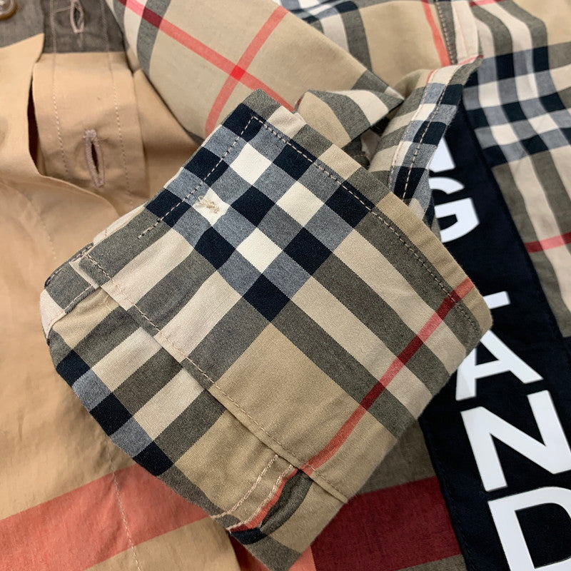【中古品】【メンズ】 BURBERRY バーバリー LOGO RUBBER PRINT PATCHWORK NOVA CHECK L/S SHIRT THTHAGAR129SAM ロゴ ラバー プリント パッチワーク ノバチェック 長袖シャツ 141-260822-as-09-izu サイズ：M カラー：マルチカラー 万代Net店