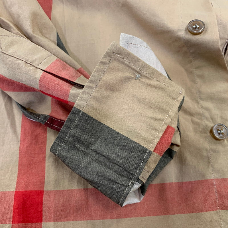 【中古品】【メンズ】 BURBERRY バーバリー LOGO RUBBER PRINT PATCHWORK NOVA CHECK L/S SHIRT THTHAGAR129SAM ロゴ ラバー プリント パッチワーク ノバチェック 長袖シャツ 141-260822-as-09-izu サイズ：M カラー：マルチカラー 万代Net店